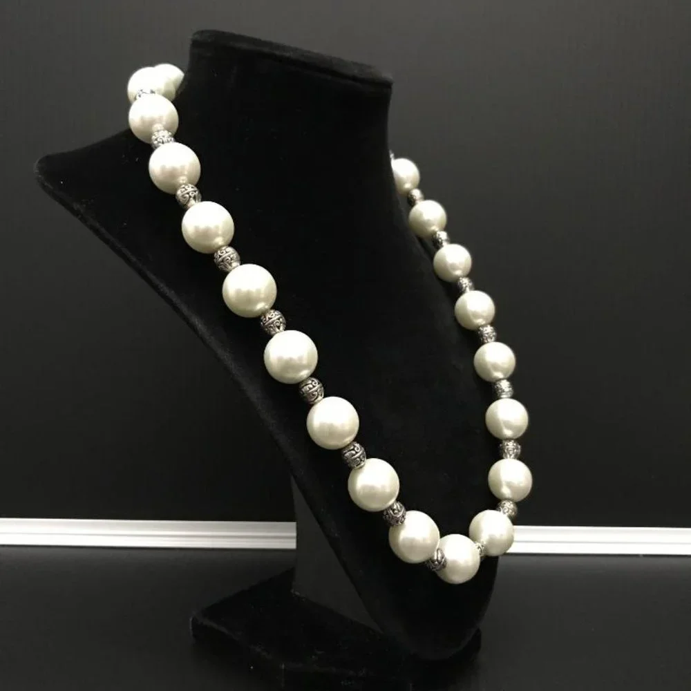 Faux Pearl & Silver-Tone Bead Necklace - Picture 3 of 6